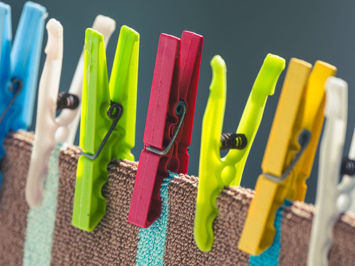 Clothes drying on an indoor line
