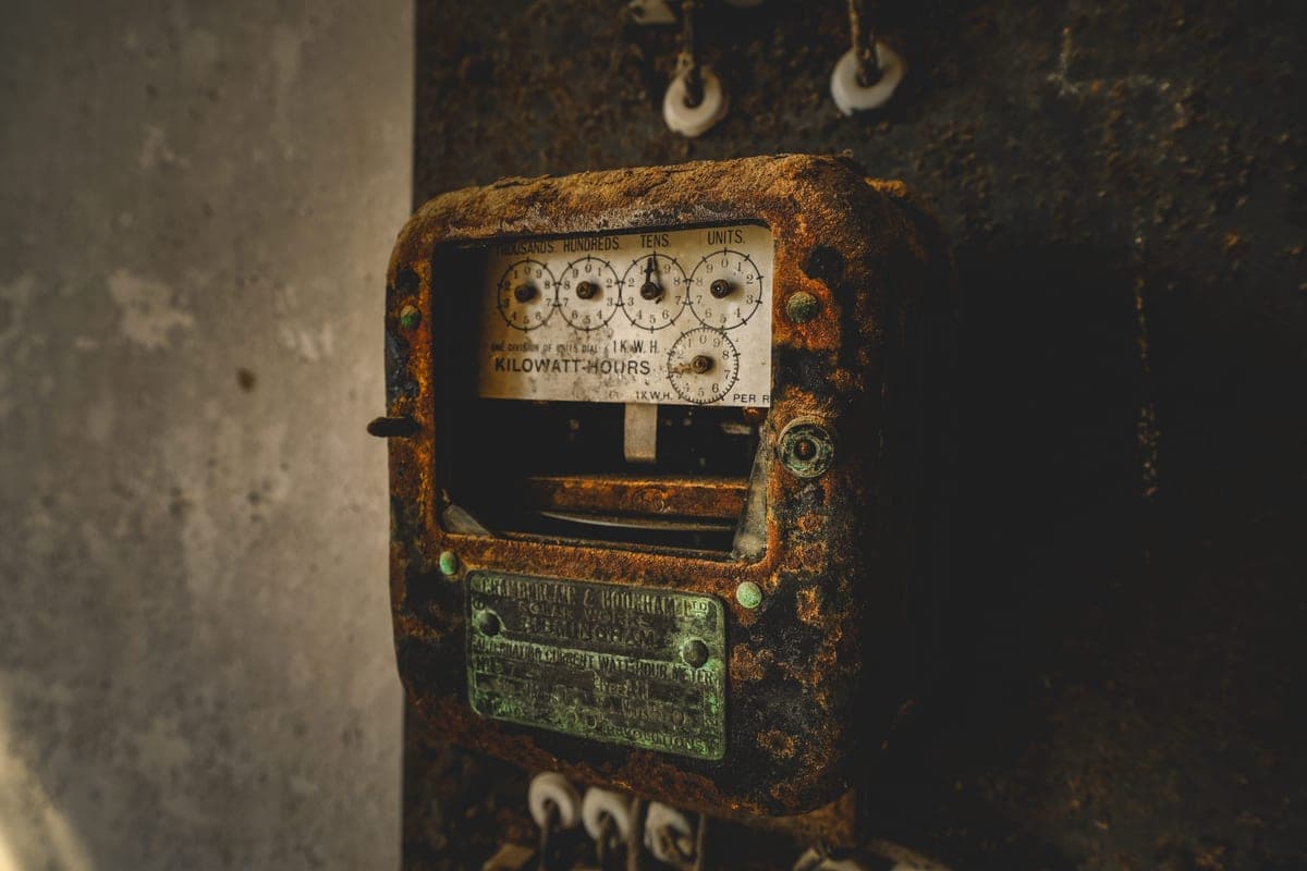 The dial of a domestic electricity meter