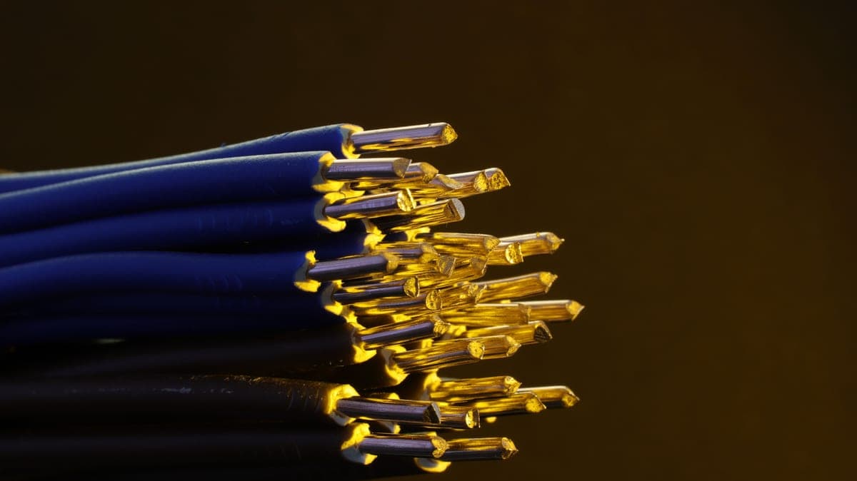 Close-up macro photograph of electrical cabling